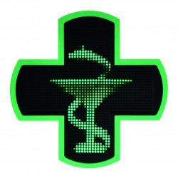 Einfarbiges grünes elektronisches Apothekenkreuz Led 3D 97,5cm x 97,5cm